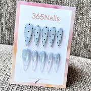 Light Blue Polka Dot & Jelly Stiletto Press-On Nails