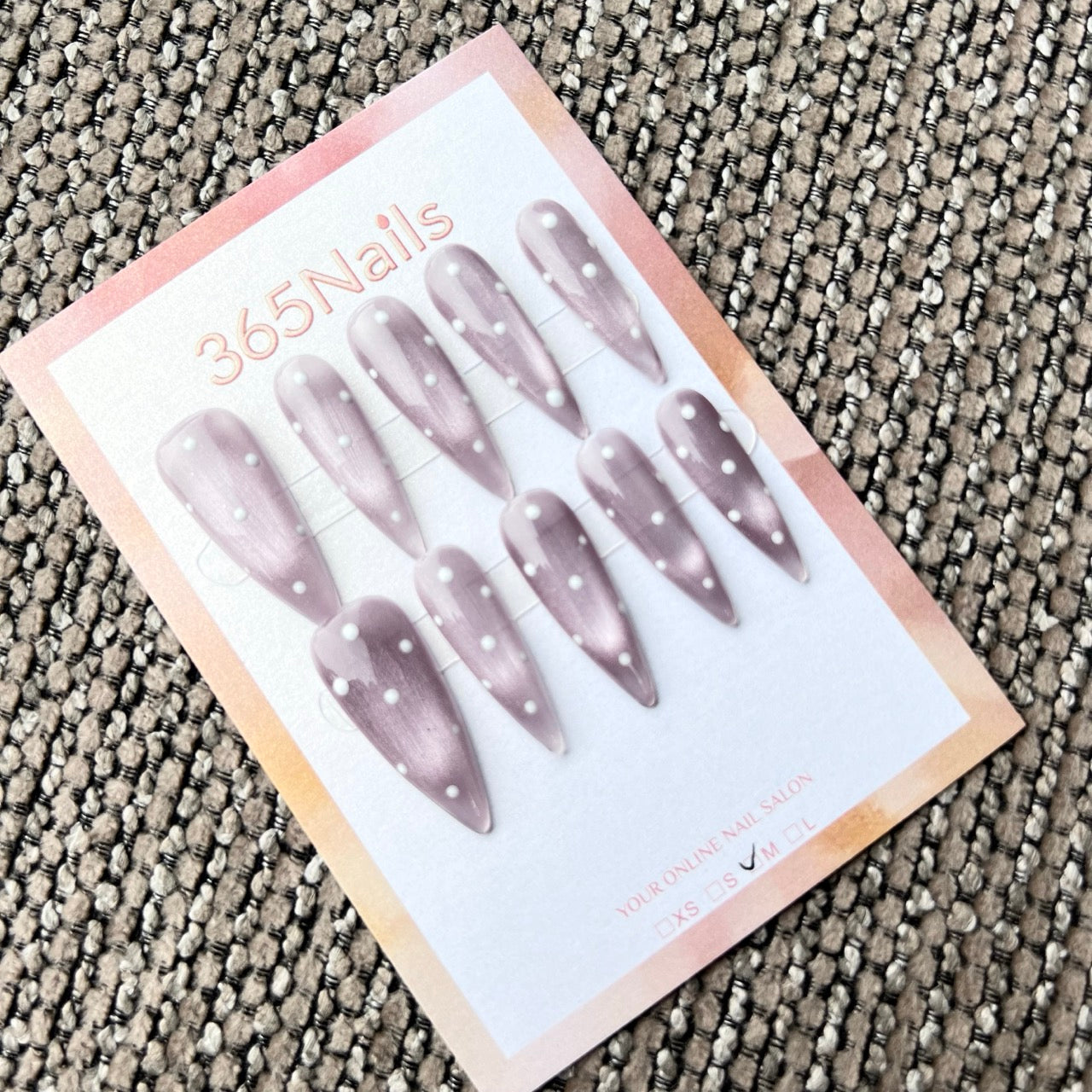 Cosmic Fatale：「丁香圓點夢」—長款尖形手工製穿戴甲