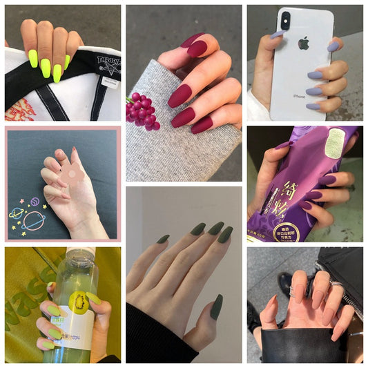 matte short ballet new color solid color wearing nail finished fake nail manicure patch nail patch removable｜365nails