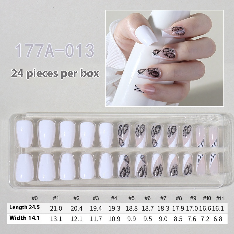 French press on nails 24 pieces Boxed detachable finished product Wearable prefabricated fake nail patch Solid color manicure