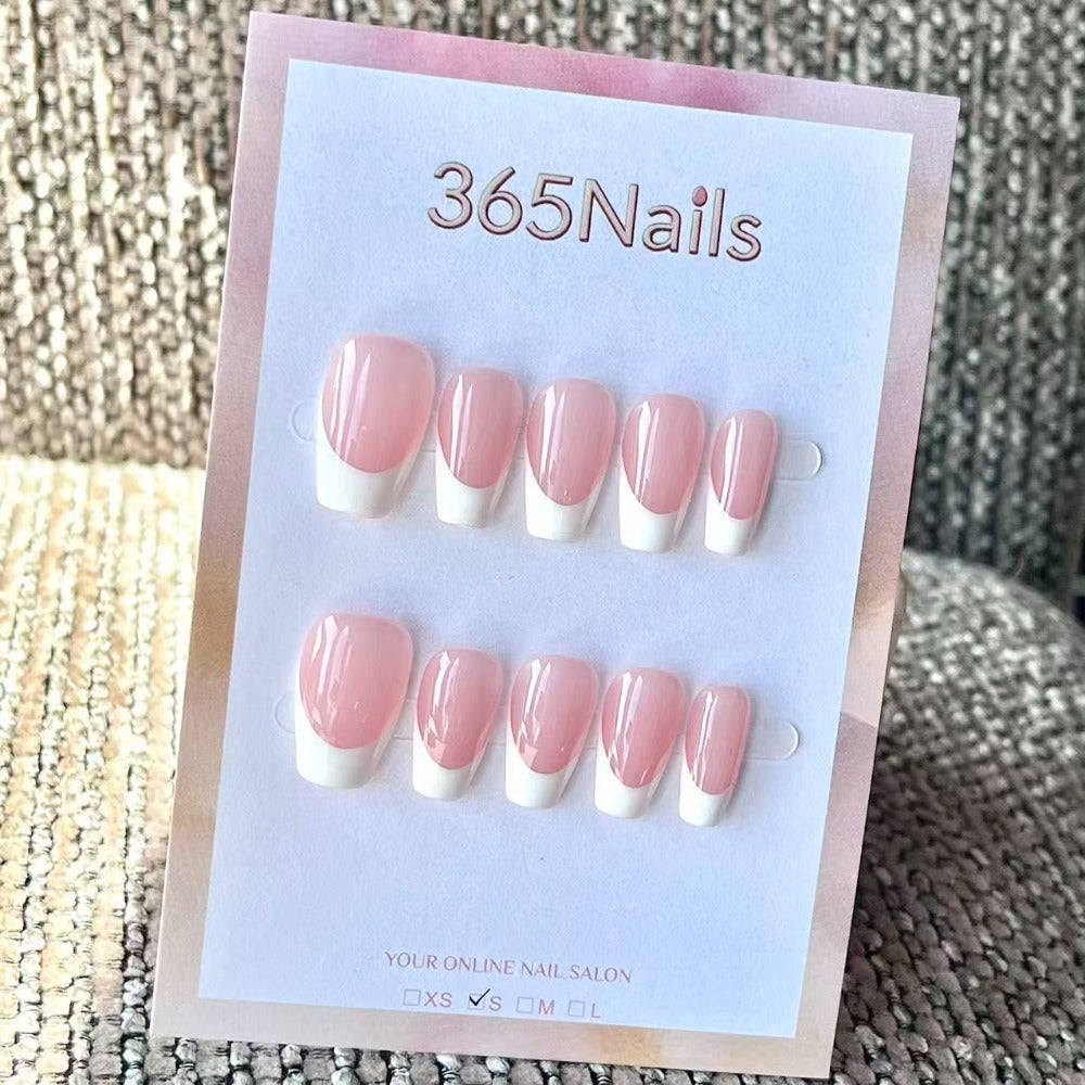 Handmade French patch manicure, multi-color and multi-reusable full coverage fake nail set