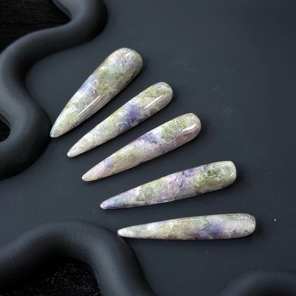 Long Stiletto Multicolor Graphic Nail Tips
