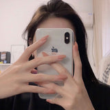 Unhas postiças semitransparentes com acabamento em esmalte, cola para selar unhas postiças, cor gelatinosa nua, com ponta pontiaguda, para barraca de rua, suprimentos 365nails