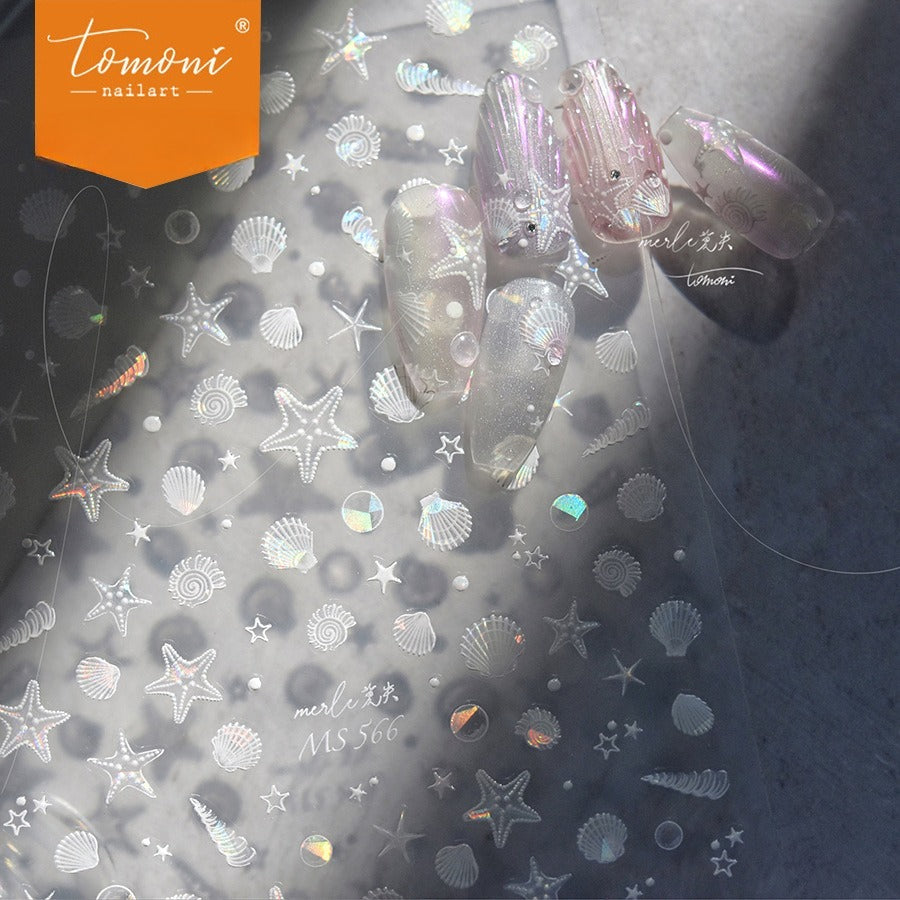 Holographic Seashell Star – Ocean Dream Nail Art Stickers