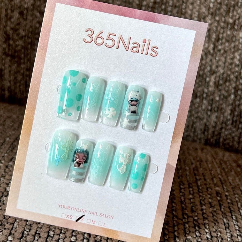 Mint Muse - Mint Graphic Square Press-On Nails