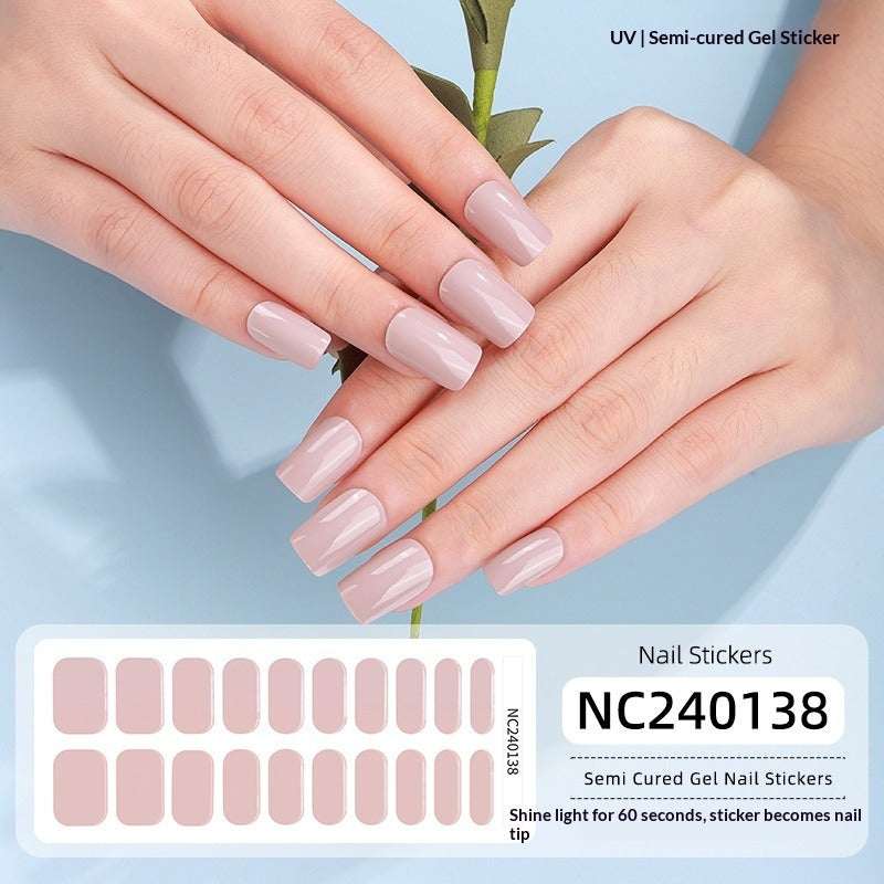 Semi-Cured Gel Nail Strips Solid Pearl Minimal Glossy Design (MOQ=3)
