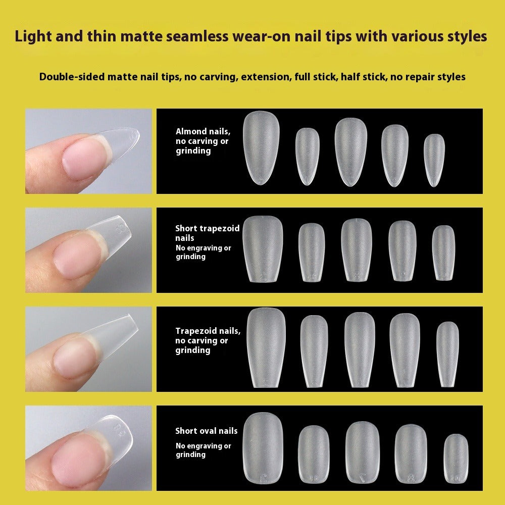 Nail Tips The new press on nails piece is divided into 20 pieces, the whole piece is seamless, and the short one is fully attached to the trapezoidal matte nail piece fake nail.