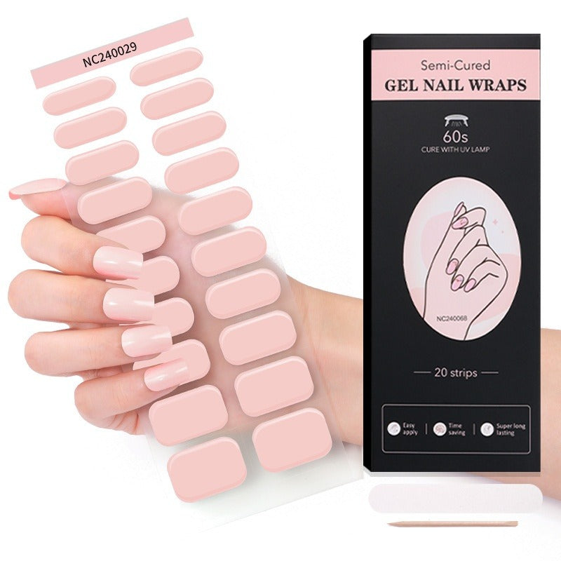 Semi-Cured Gel Nail Strips Pure Color Vibrant Multi-Shade Glossy Set (MOQ=3)