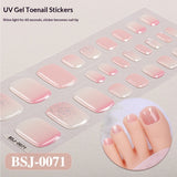 Semi-Cured Gel Nail Strips Gradient French Sheer Glitter Toe Design (MOQ=3)