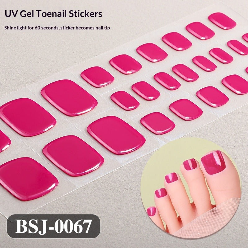 Semi-Cured Gel Nail Strips Minimal Solid Color Toe Style (MOQ=3)