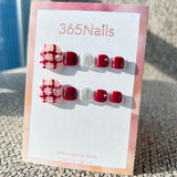 365nails: "burgundy plaid glitter" – handmade press-on toenails / pedicure
