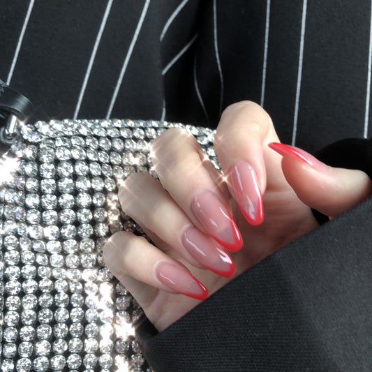 Bevel French short ballet water red press on nails finished fake nail manicure patch nail patch waterproof stall｜365nails
