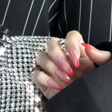 Parche de manicura francesa corta con bisel, color rojo agua, para uñas postizas, resistente al agua, 365nails