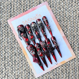 365nails: "Gothic Red Black Skull Rose Spider" – handmade press-on pedicure