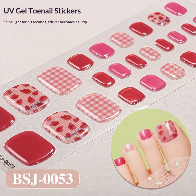 Semi-Cured Gel Nail Strips Fresh Floral 3D Foil Glossy Design (MOQ=3)