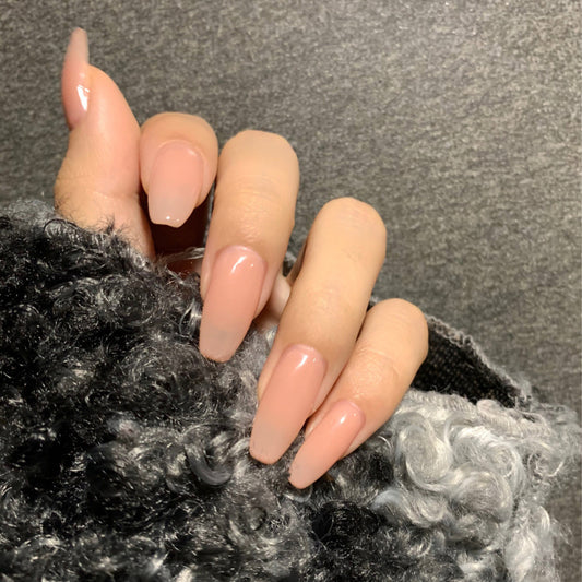 Naked pink short ballet press on nails finished fake nail manicure patch nail piece nail polish glue seal live stream supply｜365nails