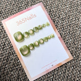 365nails: "olive jade cat-eye" – handmade press-on pedicure