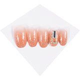 Folha de manicure de unhas postiças com acabamento em diamante branco especial laranja com mudança gradual e fornecimento de transmissão ao vivo descarregável ｜ 365nails