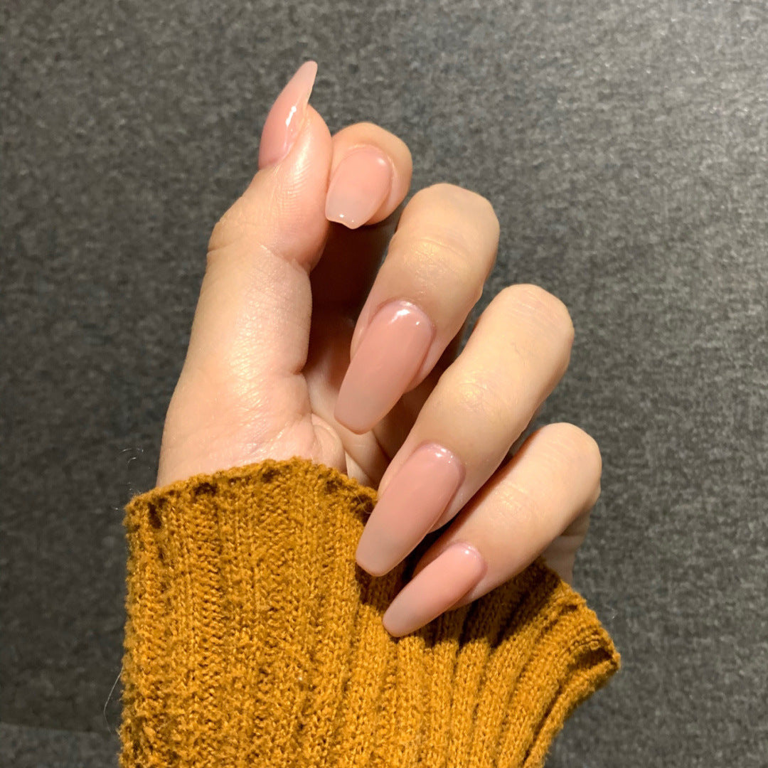 裸粉短款芭蕾形穿戴甲｜完成假甲·美甲貼片·直播供貨｜365nails