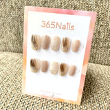 365nails: "Mocha Smoke" – Sheer Watercolor & Gold Edge Handmade Oval Nails