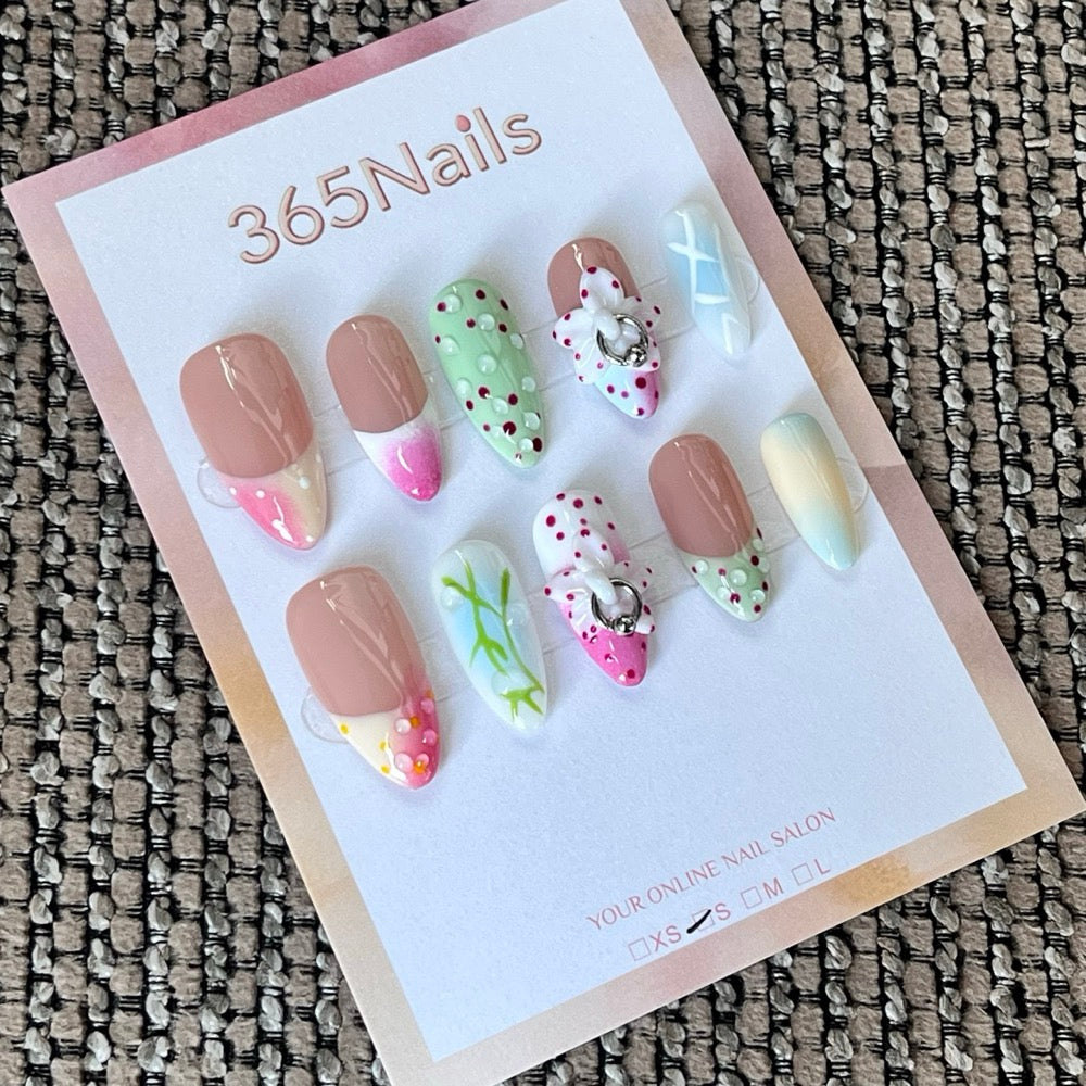 Mint Sugar Ring - Pastel 3D Charm Press-On Nails