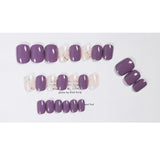 Parche para uñas postizas de ratán morado con purpurina, para uso corto, impermeable y extraíble | 365nails