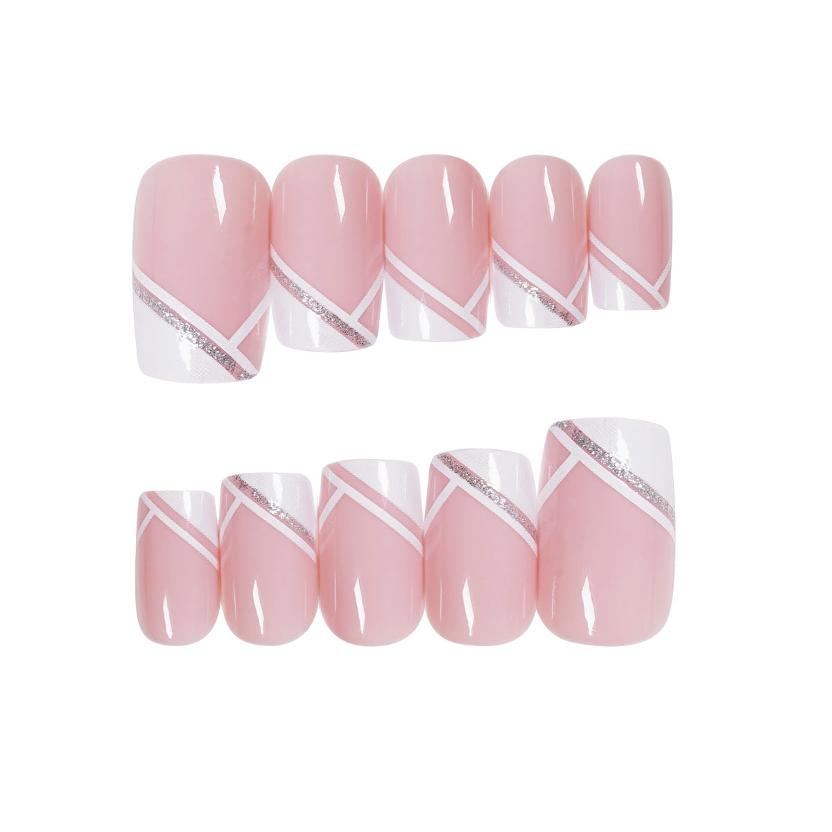 斜法式簡約成品穿戴甲 可拆式｜365nails