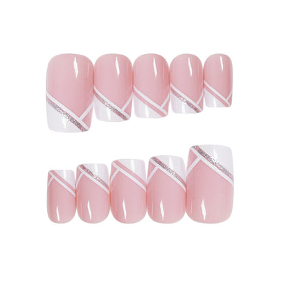 Oblique French Simple Wear Nail Art Finished    French Removable  ｜365nails