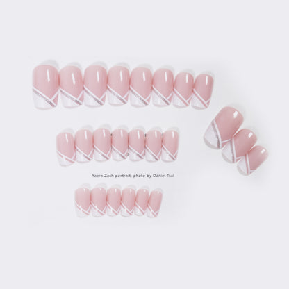 Oblique French Simple Wear Nail Art Finished    French Removable  ｜365nails