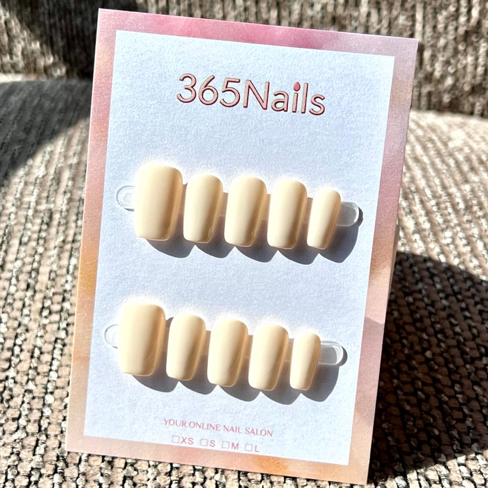 "Milky Beige" - Solid Color Handmade Nails (8 Shapes Available)