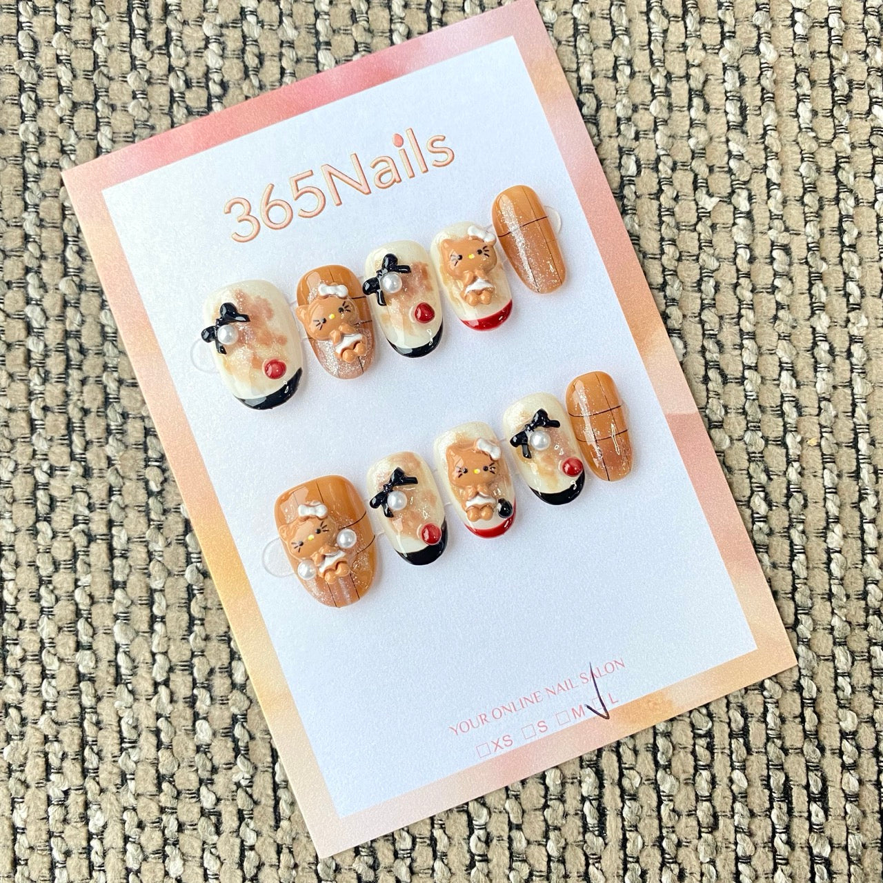 365nails: "Kawaii Hello Kitty Bread Short Trapezoid" – handmade press-on nail