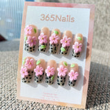 Sculpted Flora: "Pink Panthera Sparkle" – 3D Pink Floral & Silver Glitter Leopard Print Long Square Nails