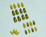 Uñas postizas con diseño de gota de agua, hojas otoñales y mariposas, producto terminado desmontable ｜365nails