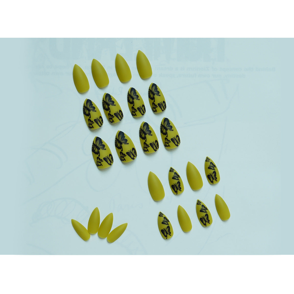 Uñas postizas con diseño de gota de agua, hojas otoñales y mariposas, producto terminado desmontable ｜365nails