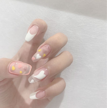 Peach Princess French Wear Nail Art Finished Fake Nail Nail Patch Nail Patch Waterproof Removable Nail Patch｜365nails