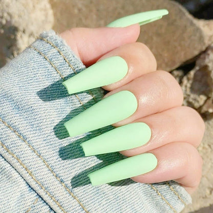 extra long Ballet Solid Color Frosted Glossy  False Nail   Removable ｜365nails