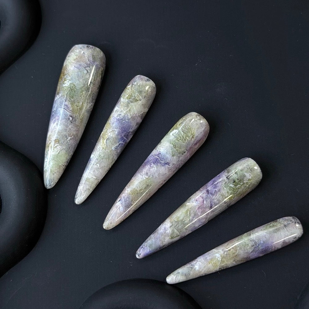 Long Stiletto Multicolor Graphic Nail Tips