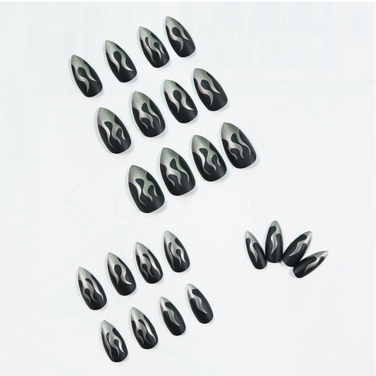 Punk Wind Dark Flame Nail Patch Nail Patch press-on nails Finished Fake Nail Waterproof Removable Nail Patch｜365nails