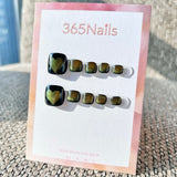 365nails: "dark cat-eye heart" – handmade press-on pedicure