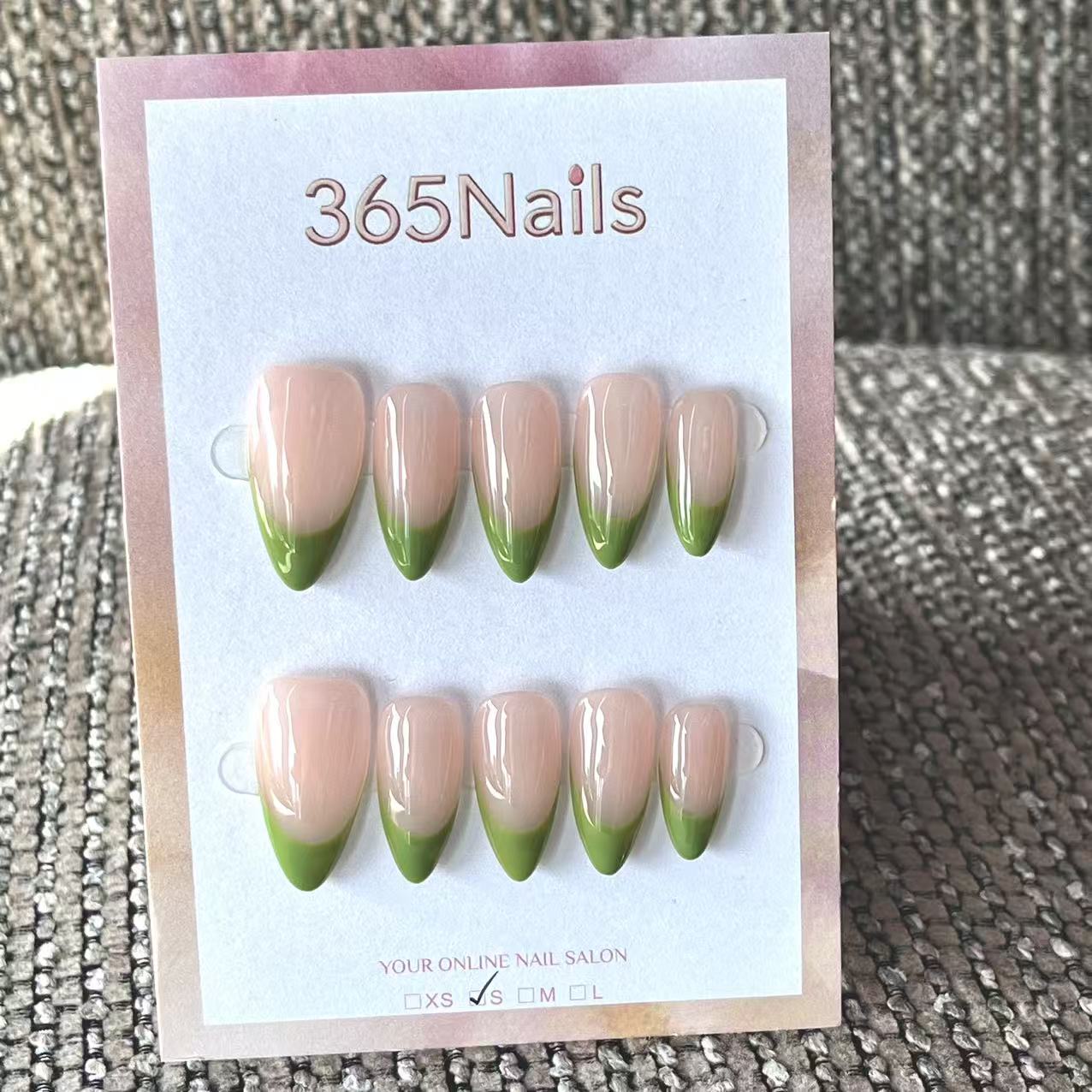 Handmade French patch manicure, multi-color and multi-reusable full coverage fake nail set