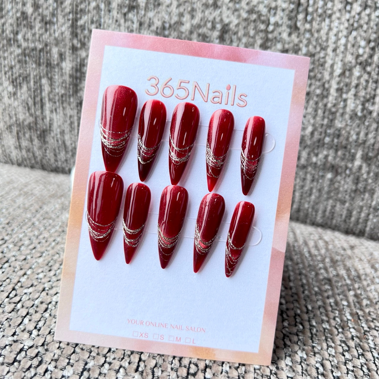 Cosmic Fatale: "Scarlet Silver Vein" – Long Sharp Stiletto Handmade Press On Nails