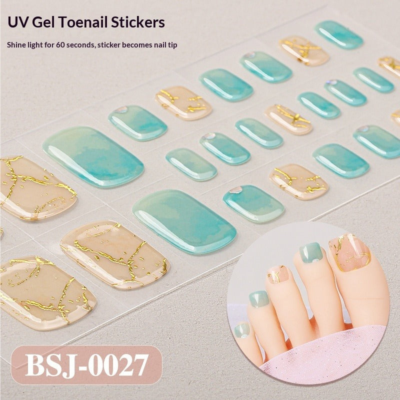 Semi-Cured Gel Nail Strips Gradient Bloom 3D Foil Toe Design (MOQ=3)