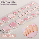 Semi-Cured Gel Nail Strips Toe Nails French Style Soft Pink Glossy Set (MOQ=3)