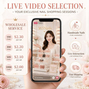 [批發] 手工製穿戴甲 - 直播挑選 (100-1000 件) | $2 每套 | 1對1 - 直播挑選 (MOQ=100 SIZE：XS，S，M，L）
