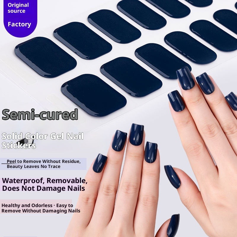 Semi-Cured Gel Nail Strips Solid Pearl Shimmer Glossy Design (MOQ=3)