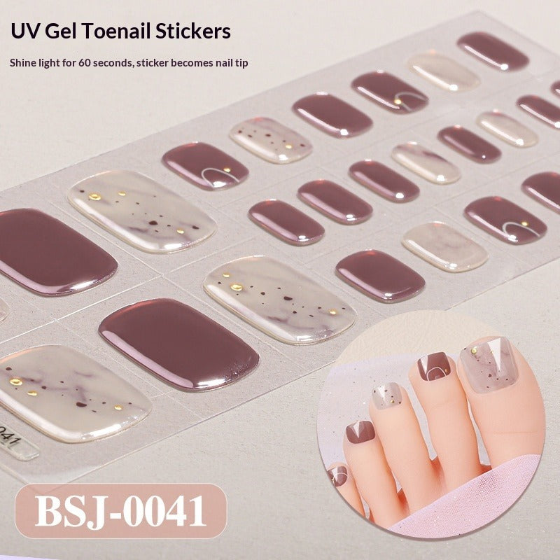Semi-Cured Gel Nail Strips Toe Nails 3D Foil Gradient Bloom Glossy Set (MOQ=3)