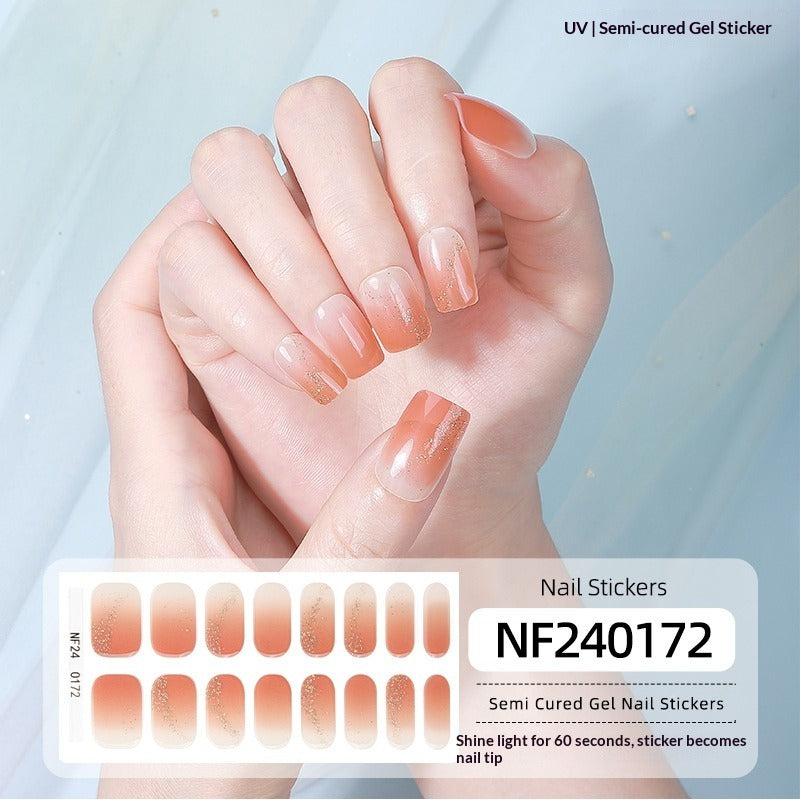 Semi-Cured Gel Nail Strips French Gradient Soft Glossy Design (MOQ=3)
