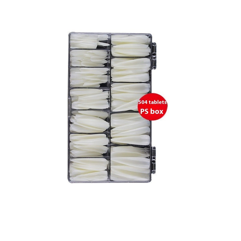 Pads pour ongles super longs — transparents sans démarcation, prolongés forme goutte d'eau pointue, 504 pièces en boîte (MOQ=3)
