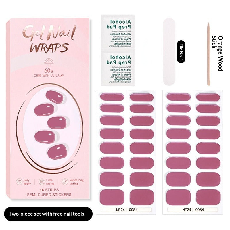 Semi-Cured Gel Nail Strips Pure Solid Glitter Glossy Design (MOQ=3)