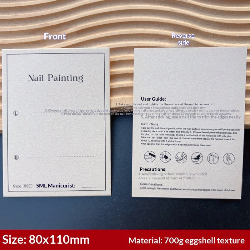 光面白色展示卡，適用於穿戴甲款式 (MOQ=50)